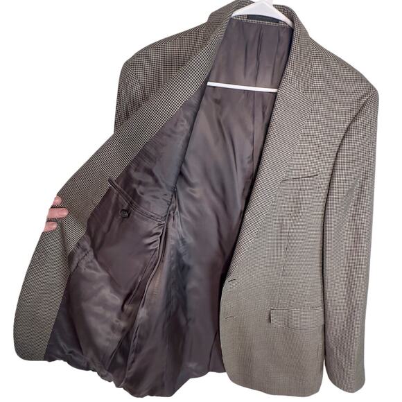 Ralph Lauren Man's 44R Houndstooth Wool Silk Blazer 2 Button Jacket Gray Black - Picture 5 of 8